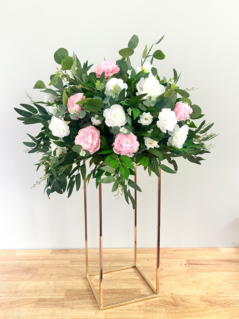 White & Blush Tall Centerpiece- Rental