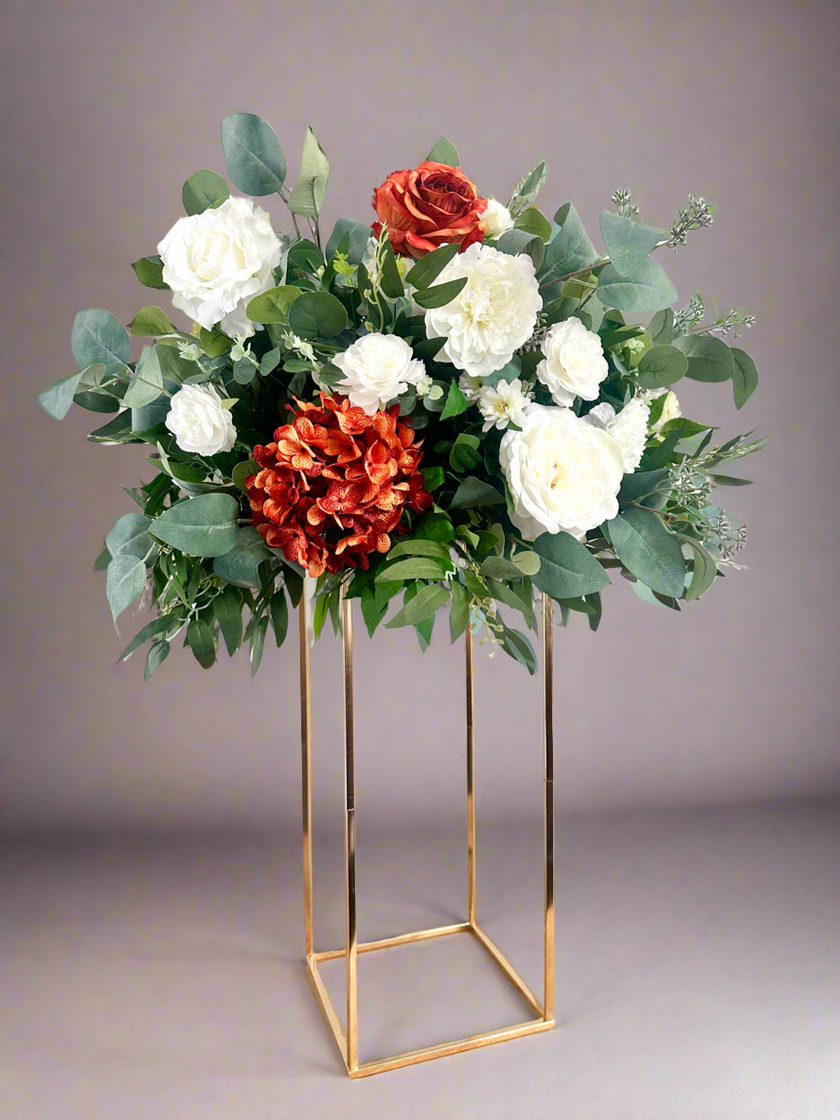 White & Terracotta Tall Centerpiece- Rental