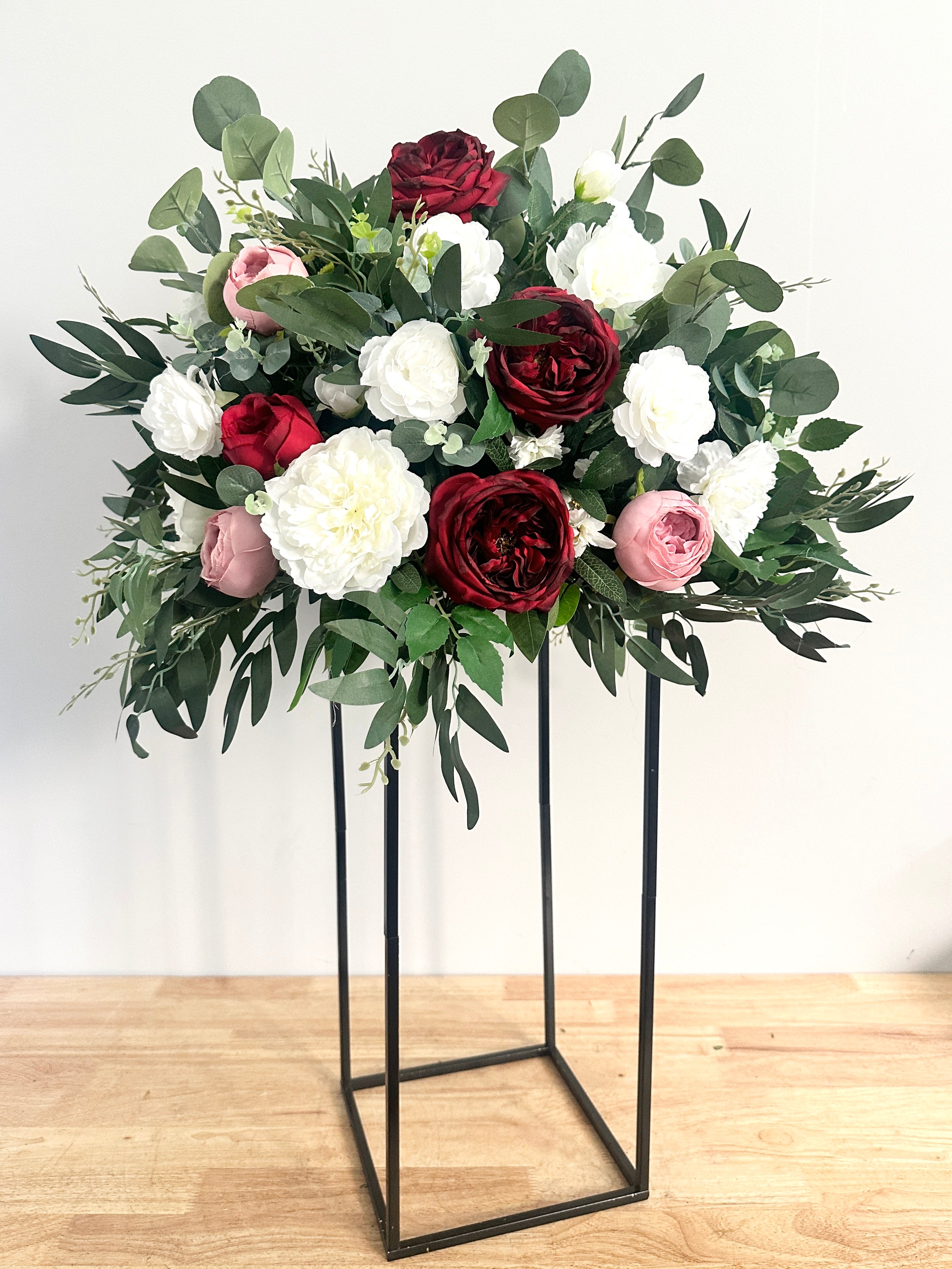 Burgundy, Blush & White Tall Centerpiece