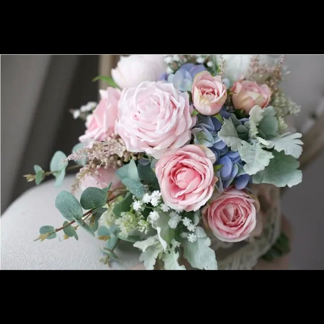 Dusty Blue & Blush Bouquets