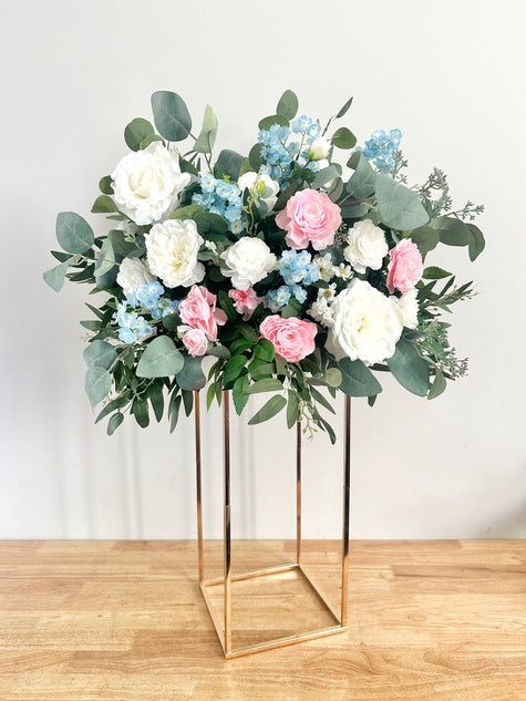 Dusty Blue & Blush Tall Centerpiece