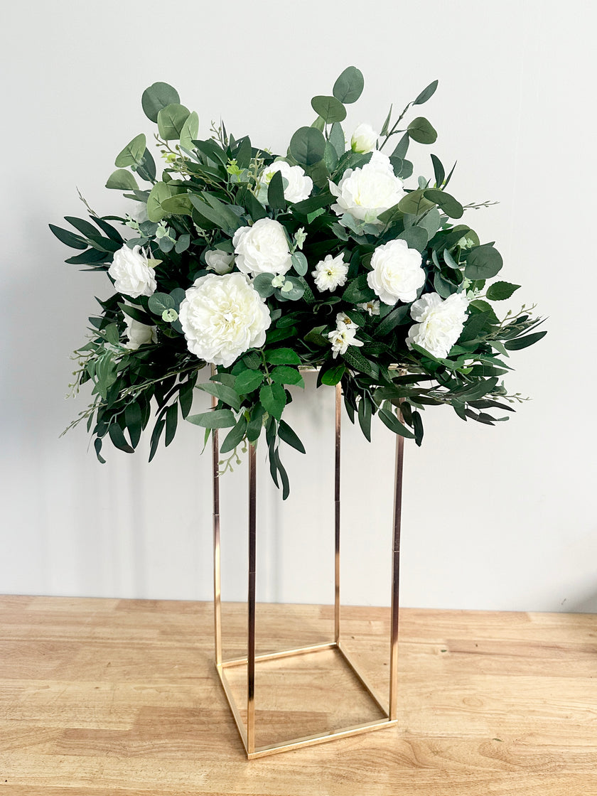 Greenery & White Tall Centerpiece- Rental