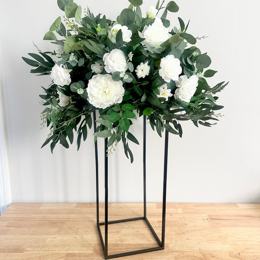Greenery & White Tall Centerpiece- Rental