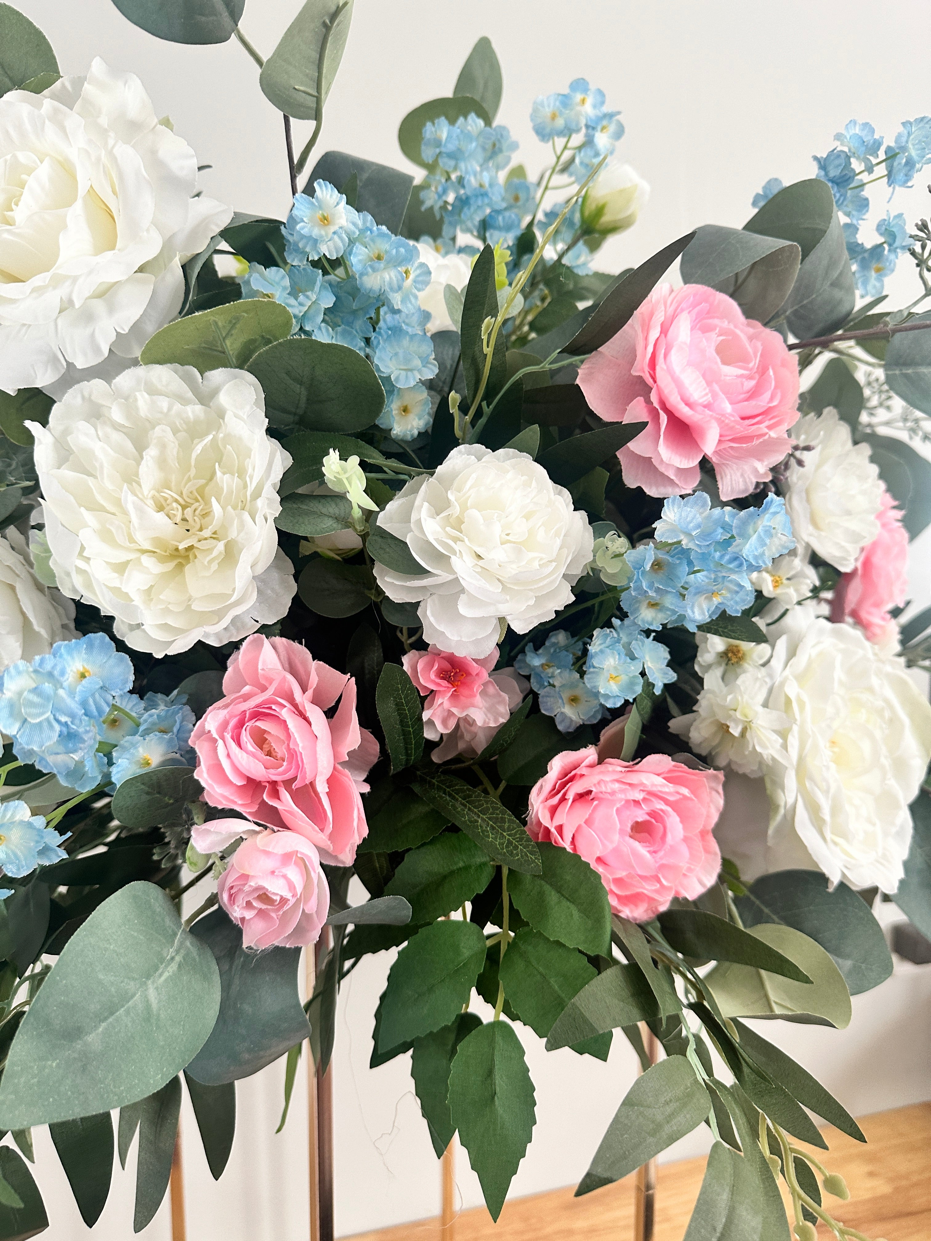 Dusty Blue & Blush Tall Centerpiece