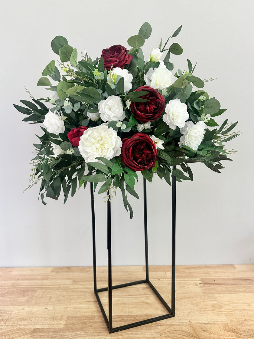 Burgundy & White Tall Centerpiece- Rental