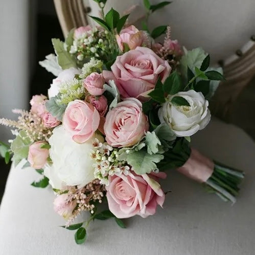 Dusty Rose & White Bouquets