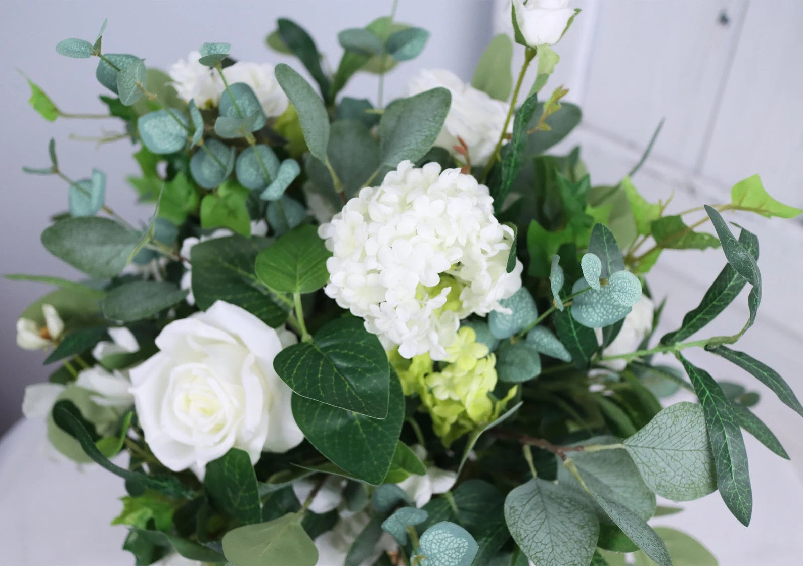 Greenery & White Low Centerpiece