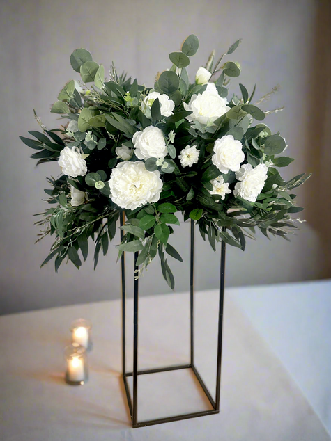 Greenery & White Tall Centerpiece- Rental