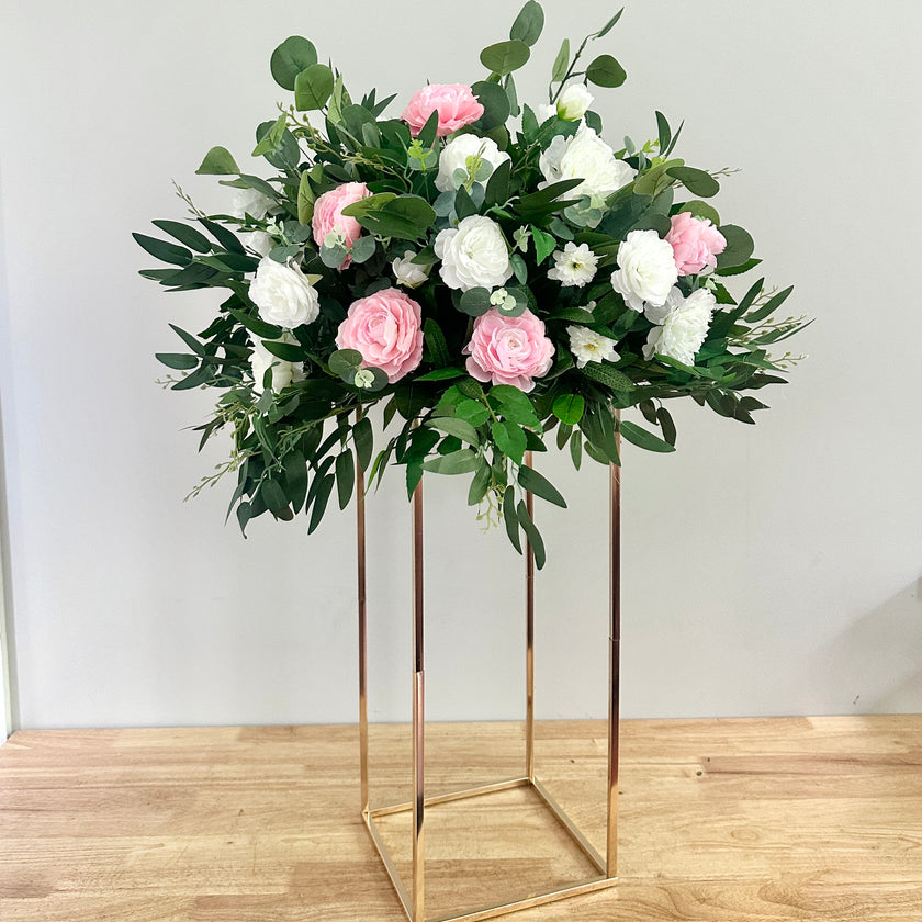 White & Blush Tall Centerpiece- Rental