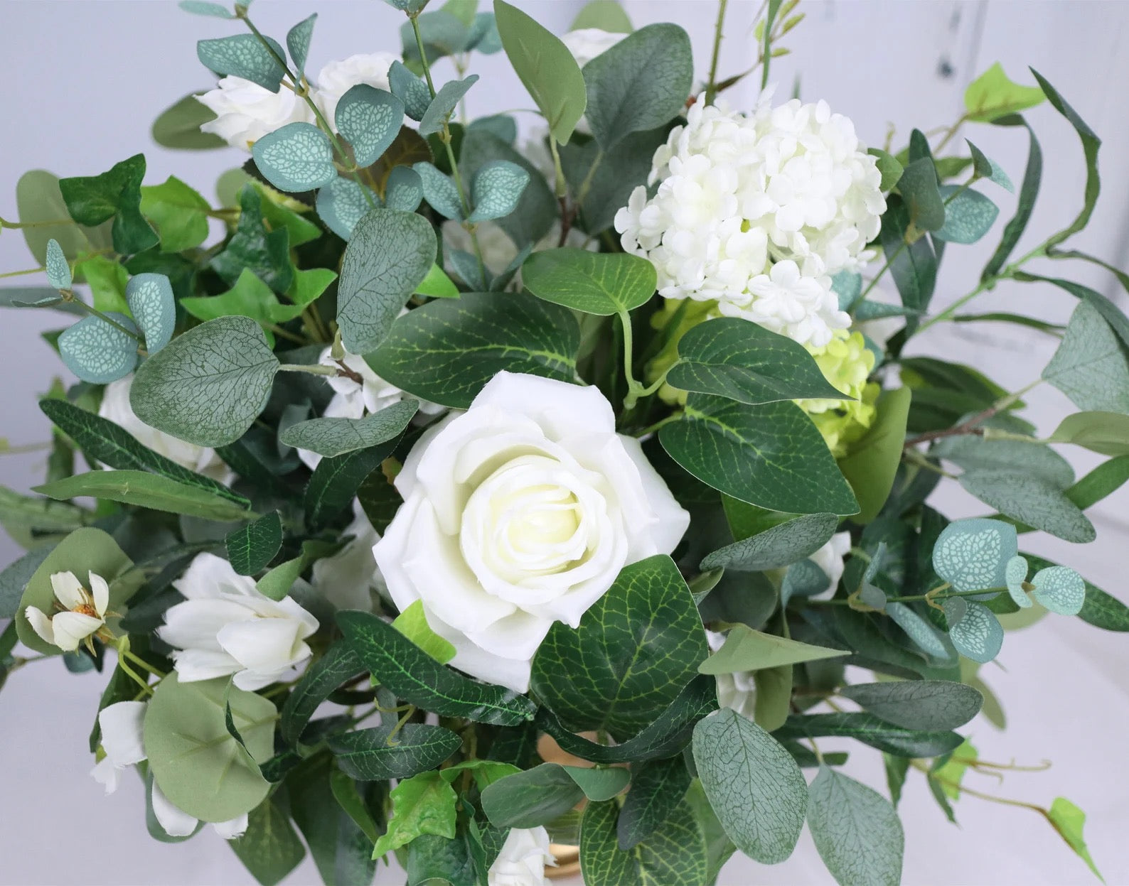 Greenery & White Low Centerpiece