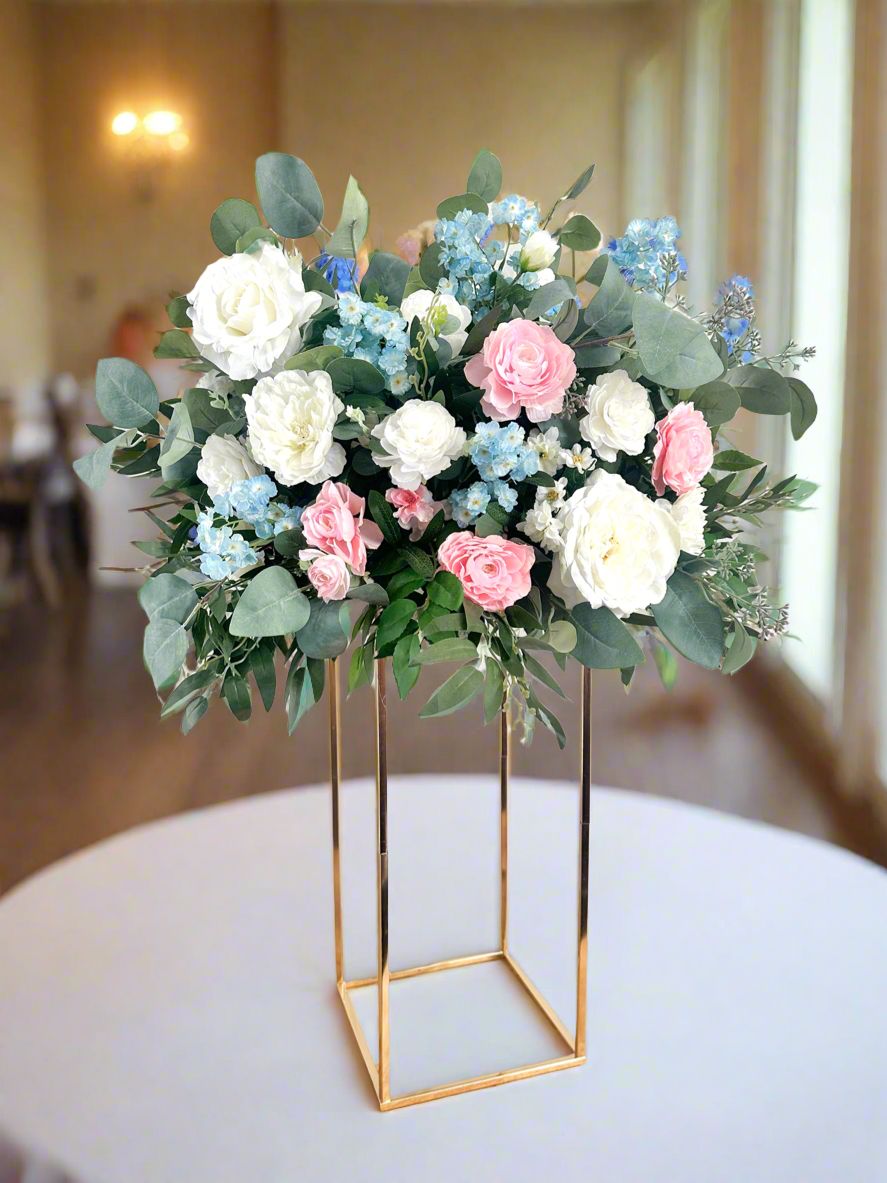 Dusty Blue & Blush Tall Centerpiece