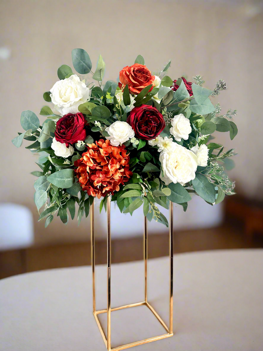 Terracotta & Burgundy Tall Centerpiece- Rental