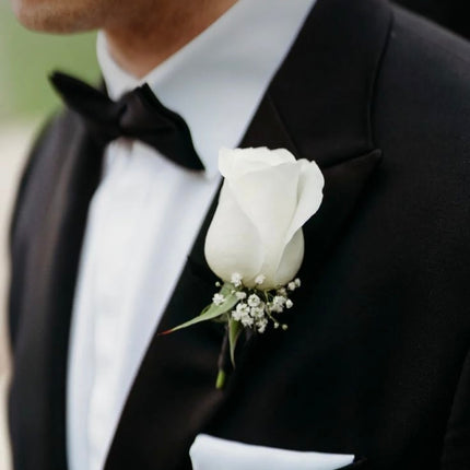 Standard White Rose Boutonniere