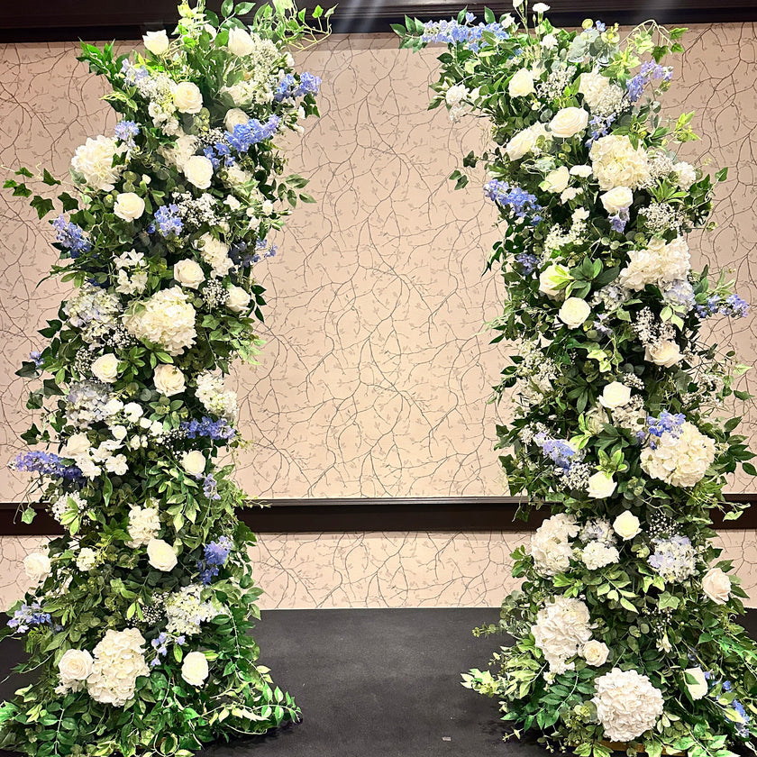 White & Blue Freestanding Arch- Rental