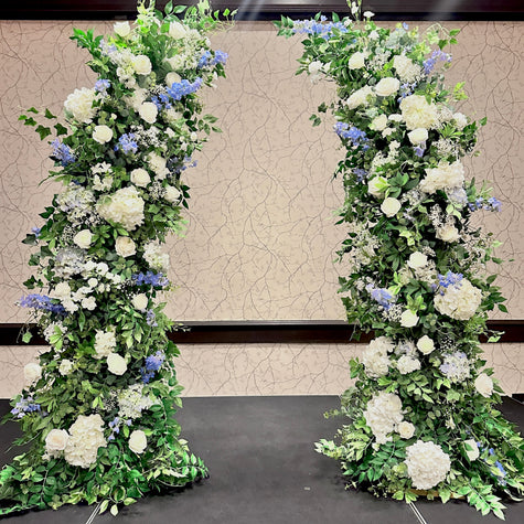White & Blue Freestanding Arch- Rental
