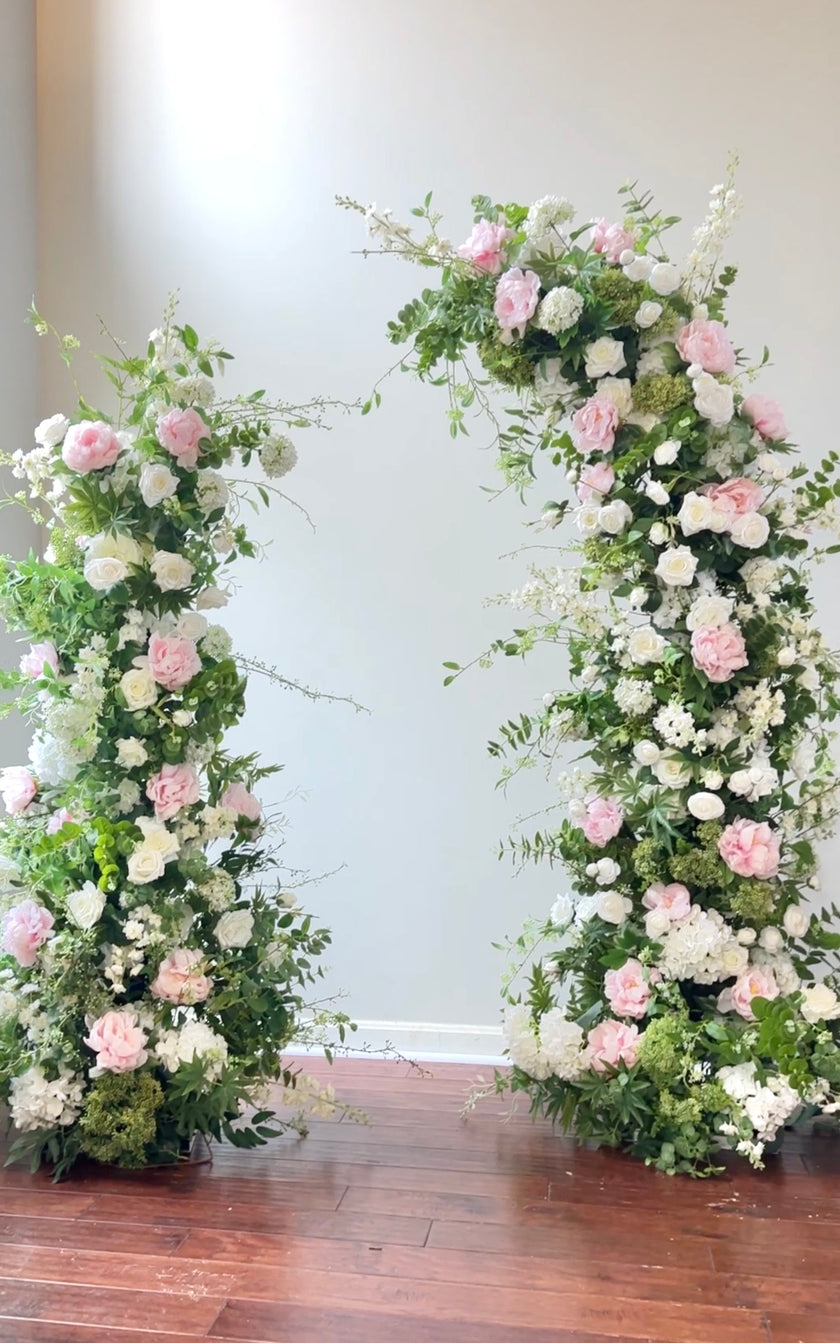 White and Blush Freestanding Arch