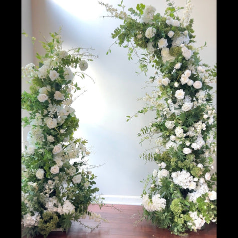 White & Greenery Freestanding Arch- Rental