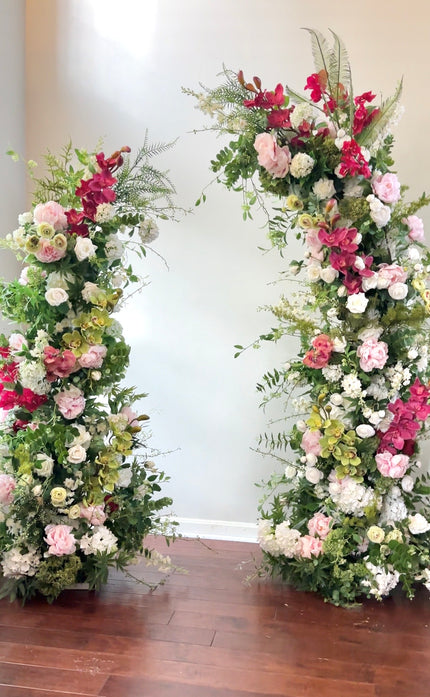 Green & Mauve Freestanding Arch- Rental