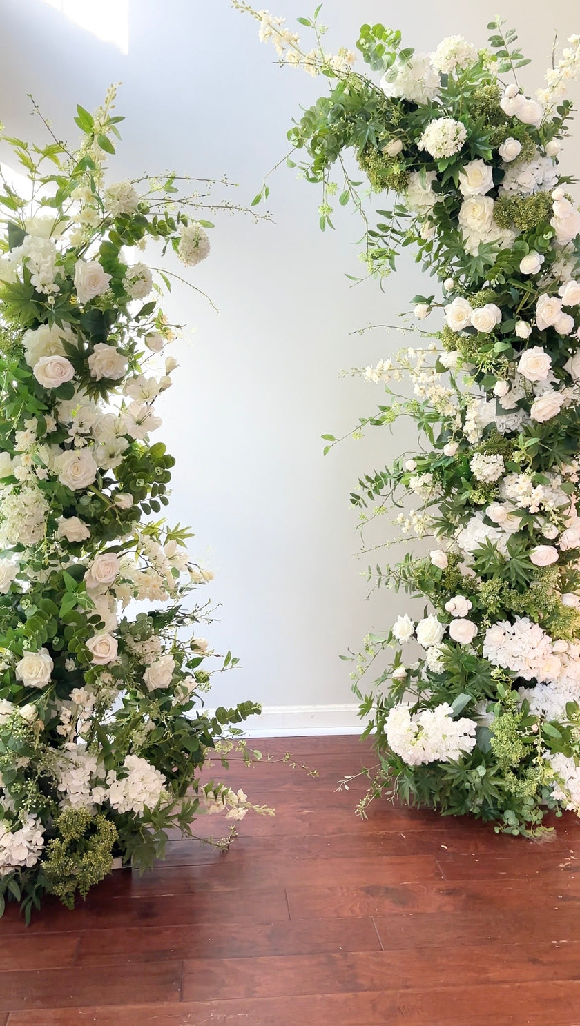 White & Greenery Freestanding Arch- Rental