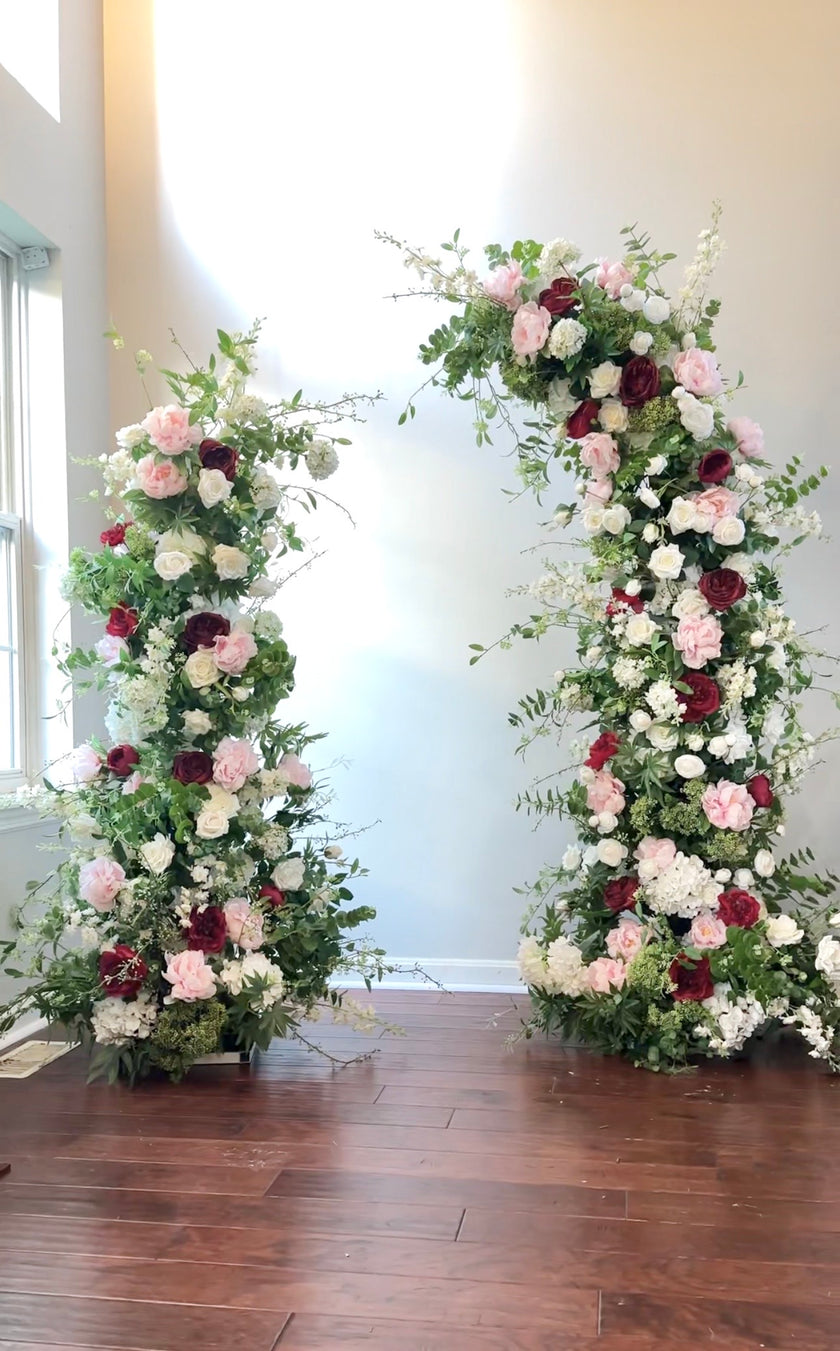 Burgundy & Blush Freestanding Arch- Rental