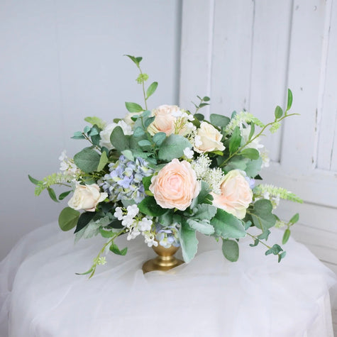 Dusty Blue & Blush Low Centerpiece