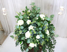 Barrel/Altar Arrangement- Greenery & White