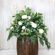 Barrel/Altar Arrangement- Greenery & White