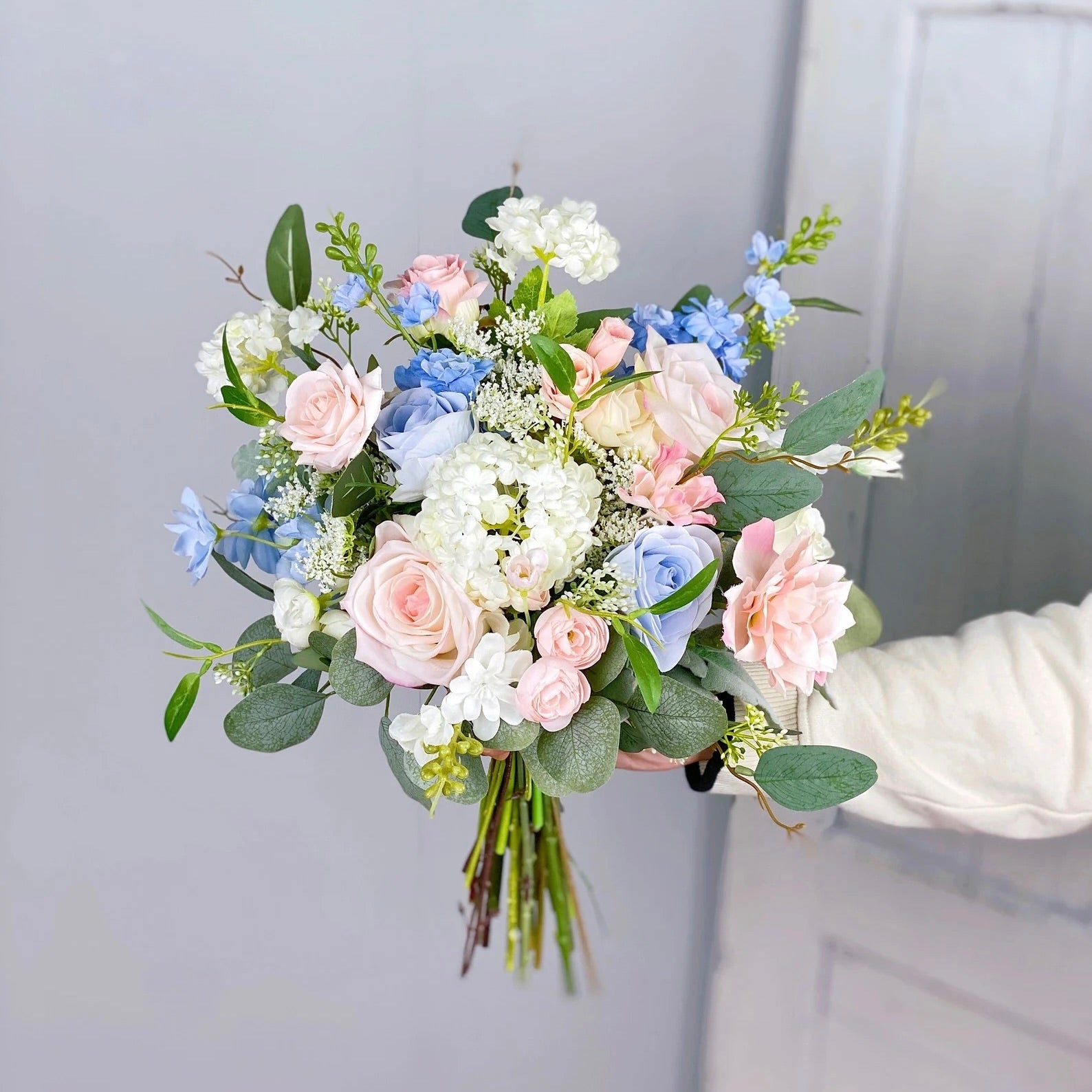 Blue White Blush Bouquets