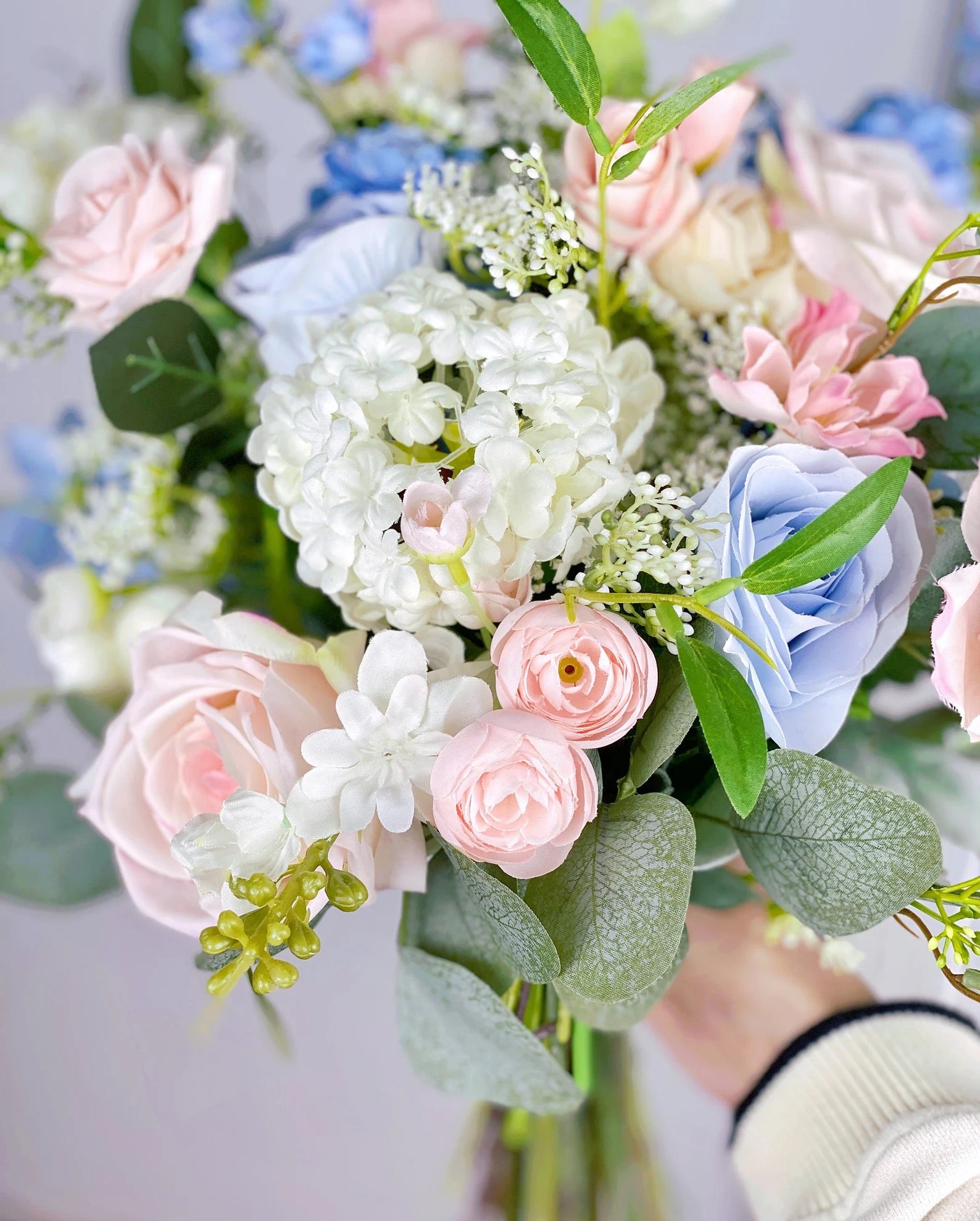 Blue White Blush Bouquets