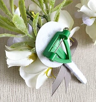 Silk Boutonniere- White Rose