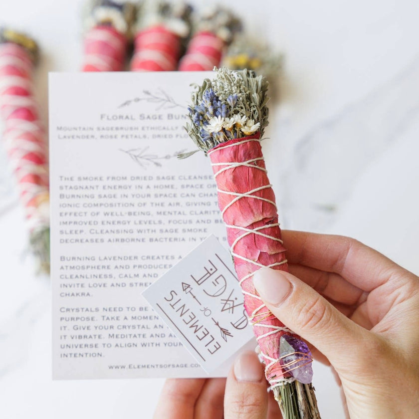 Floral Sage Bundle with Crystal