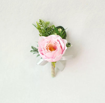 Silk Boutonniere- Pink Rose